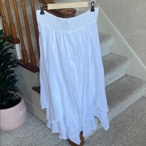 Blanc Du Nil Elegant White Layered Midi Skirt